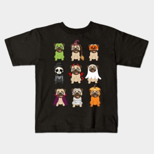 Pugs Halloween Funny Pugs Costume Kids T-Shirt